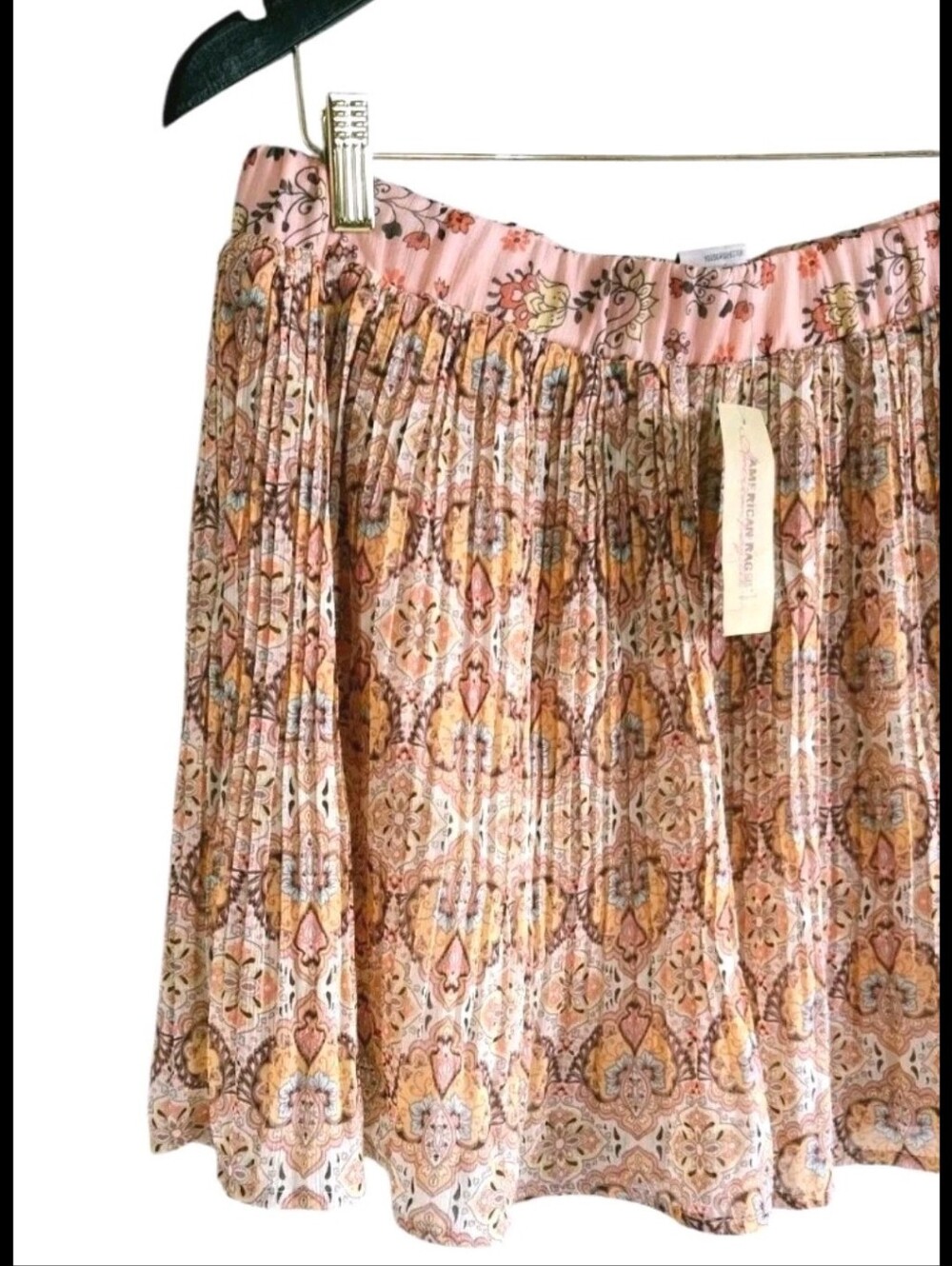 American Rag Mini Skirt Floral Mix Print Lined Elastic Waist Size Large NWT - Picture 3 of 9